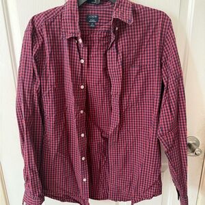J. Crew Men's Red and Blue Plaid Shirt